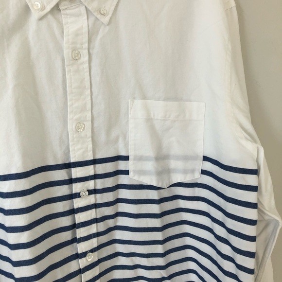 Good Threads Button Down Long Sleeve White Blue Stripped Shirt - Picture 4 of 8